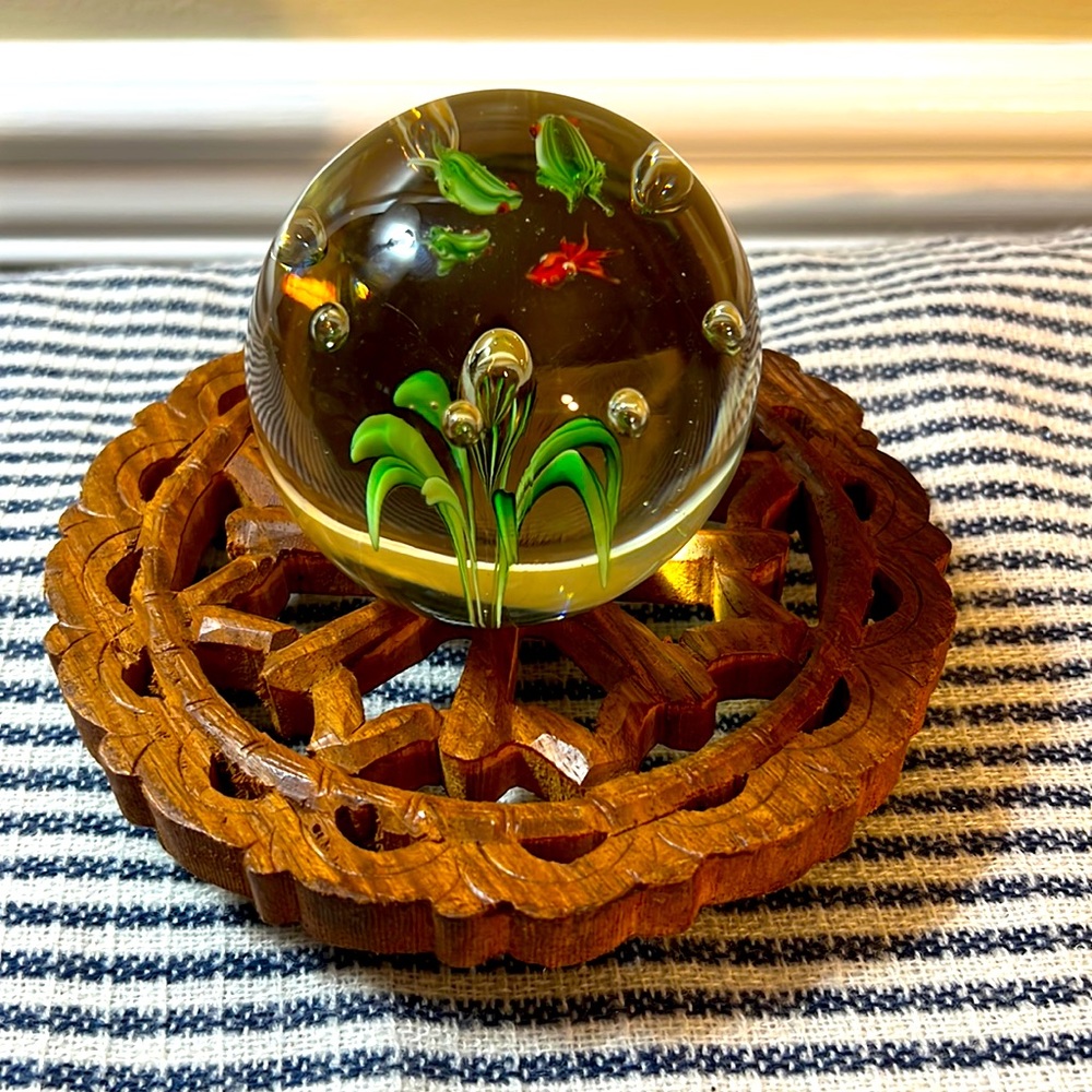 Paperweight with Frogs & Goldfish